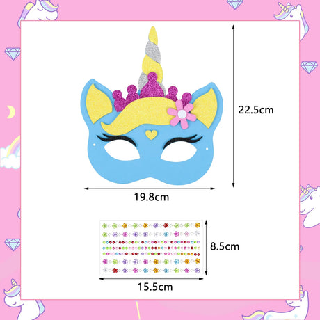 Fennoral 6 Pack Unicorns Masks Craft for Kids Creative Make Your Own Unicorns Masks Foam Stickers DIY Arts and Crafts for Kids Boys Girls Unicorns Theme Party Decorations Birthday Gift Fennoral