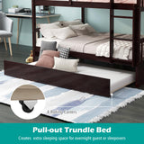 MAT EXPERT Bunk Bed with Trundle, Pine Wood Full Over Full Bunk Beds Frame with Full-Length Guardrails & Ladder, Detachable Bunk Beds Twin Over Full Size for Adults, Teens, Kids (Espresso) MAT EXPERT