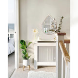 FEUFOAM Small Decorative Mirror Teardrop Mirror Wood Frame Rustic White Wall Mirror Farmhouse Hanging Mirrors for Bathroom Living Room Entryway Hallway FEUFOAM