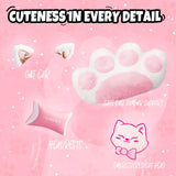 Vigosit Pink Gaming Chair with Cat Paw Lumbar Cushion and Cat Ears, Ergonomic Computer Chair with Footrest, Reclining PC Game Chair for Girl, Teen Vigosit