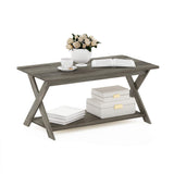 Furinno Modern Simplistic Criss-Crossed Coffee Table, 35.4 in x 19.6 in x 16 in, French Oak Grey Furinno