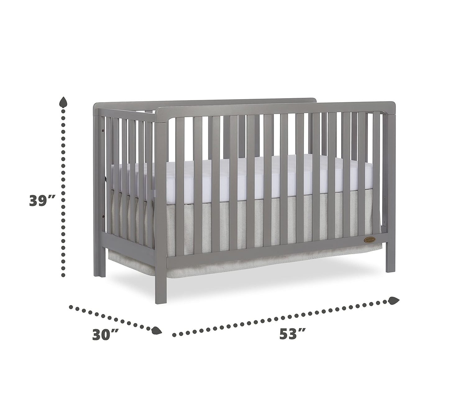 Dream On Me Ridgefield 5-in-1 Convertible Crib in Storm Grey, Greenguard Gold Certified - WoodArtSupply