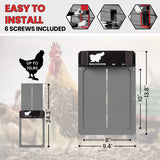 RUN-CHICKEN Door (Gray) Automatic Chicken Coop Door, Programmable with App, Battery Operated, Evening and Morning Delay, Aluminum Door, Electric Chicken Run Door, Model T50 RUN-CHICKEN