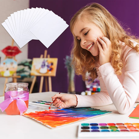 TecUnite 60 Sheets Watercolor Paper Pad Bulk Art White Cold Press Painting Paper for Kids Watercolorist Drawing Student Artist(5 x 7 Inch,Cold Press) TecUnite