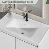 OLD CAPTAIN 36" Bathroom Vanity with Ceramic Sink, Floating Bathroom Vanity with Sink and Cabinet, Wall Mounted Bathroom Sink Cabinet with Storage and Two Doors, White OLD CAPTAIN