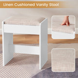 Quimoo 48" Large Vanity Desk with Mirror & Lights, Makeup Vanity Table with 6 Drawers & Power Outlet, 4 Open Storage Shelves, Vanity Desk Set with Stool, for Women Girls, White Quimoo