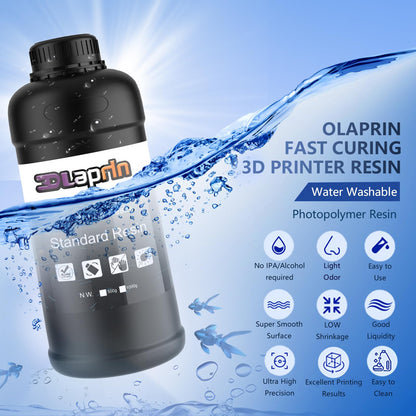 OLAPRIN 3D Printer Resin, Rigid Resin with Clear Details, Fast Curing, High Precision Resin, Low Odor, Widely Compatible with All Resin 3D Printers (White, 1kg)