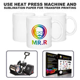 MR.R Set of 6 Sublimation Blanks Dishwasher White Ceramic Coffee Mugs 11oz Blank Ceramic Classic Drinking Cup Mug For Milk Tea Cola Water MR.R
