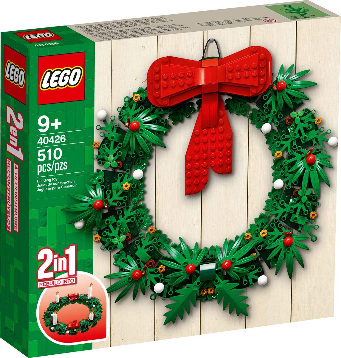 LEGO Iconic Christmas 2-in-1 Wreath with Big Red Bow and Advent 40426