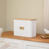 NIKKY HOME Extra Large Space Saving Farmhouse Bread Box With Wood Lid - Holds 2 Loaves - Vertical Breadbox Bread Storage Bin Holder for Kitchen Countertop, White NIKKY HOME