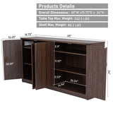 Sideboard Buffet Cabinet with Storage - 65’’ Large Farmhouse Buffet Table Coffee Bar Cabinets, Modern Accent Cabinet with Adjustable Shelf and 4 Doors, for Kitchen, Dining Room, Living Room, Brown chartustriable