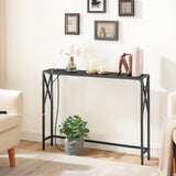 MAHANCRIS Sofa Table with Charging Station, 39.4” Console Table, Narrow Entryway Table, Slim Hallway Table, Retro Couch Table, for Entrance, Foyer, Living Room, Hallway, Black CTHB151E01 MAHANCRIS