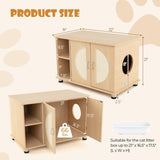 Tangkula Cat Litter Box Enclosure, Hidden Cat Washroom with Storage Shelf, Sisal Scratching Doors, Adjustable Metal Feet, Modern Cat Litter Cabinet Storage Bench, Hidden Litter Box Furniture (Natural) Tangkula