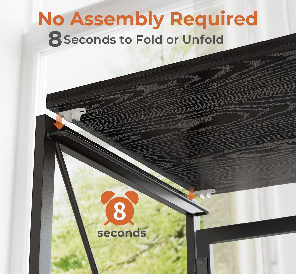 Coavas 39.4 inch Folding Desk No Assembly Required, Writing Computer Desk Space Saving Foldable Table Simple Home Office Desk, Black Wood Coavas