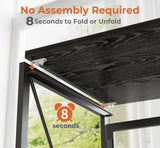 Coavas 39.4 inch Folding Desk No Assembly Required, Writing Computer Desk Space Saving Foldable Table Simple Home Office Desk, Black Wood Coavas