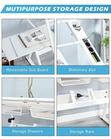 LifeSky Drafting Table Adjustable for Artists - Art Drawing Desk with Storage for Painting Sketching - Glass Top for Painters Illustrators Cartoonists White LIFE SKY