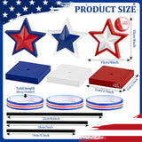 3 Pieces 4th of July Tiered Tray Decor Wood Star Set, Memorial Day Table Decorations, Rustic Patriotic Table Decorations, Red White and Blue Decorations for Home Tables(Classic) Sereliy