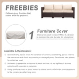 Oasishine Patio Furniture 3-seat Sofa Wicker Outdoor Furniture Outdoor Couch Deep Seat Hight Backrest Non-Slip Cushions, Khaki Oasishine