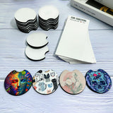 100 PCS Sublimation Blank Car Coasters with Car Coaster Packaging, 2.75 in Circular Opening Blank Sublimation Coasters for Thermal Sublimation DIY Crafts,Car Coasters for Selling Horsdo