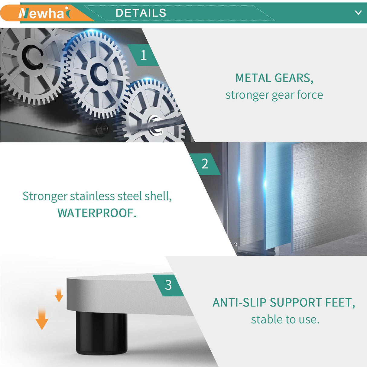 Newhai 850W Meat Cutter Machine, Commercial Meat Cutting Machine 5mm/0.2inch Heavy Duty, Stainless Steel Meat Slicer Shredder Restaurant, for Boneless Meat Soft Vegetables Newhai