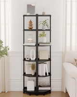 Hzuaneri Corner Shelf Stand, Corner Bookshelf, Storage Standing Shelf Unit with Metal Frame, Plant Stand, Corner Bookcase for Living Room, Home Office, Bedroom, 6-Tier Black CS06006B Hzuaneri