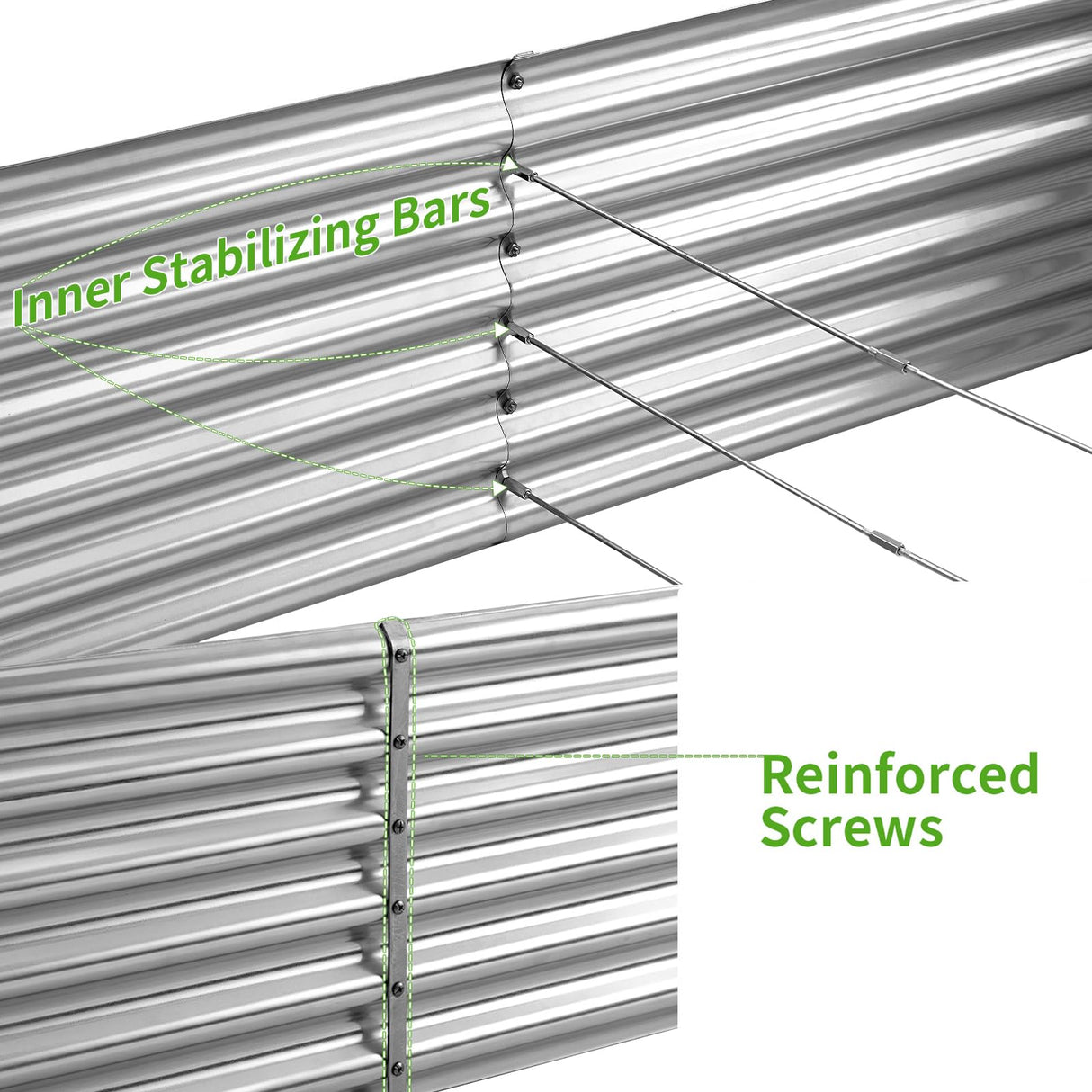 Land Guard Metal Raised Garden Bed for Gardening, 8x4x1.5ft Galvanized Raised Garden Bed, Planter Boxes Outdoor for Vegetables, Fruits and Flowers (Silver) Land Guard