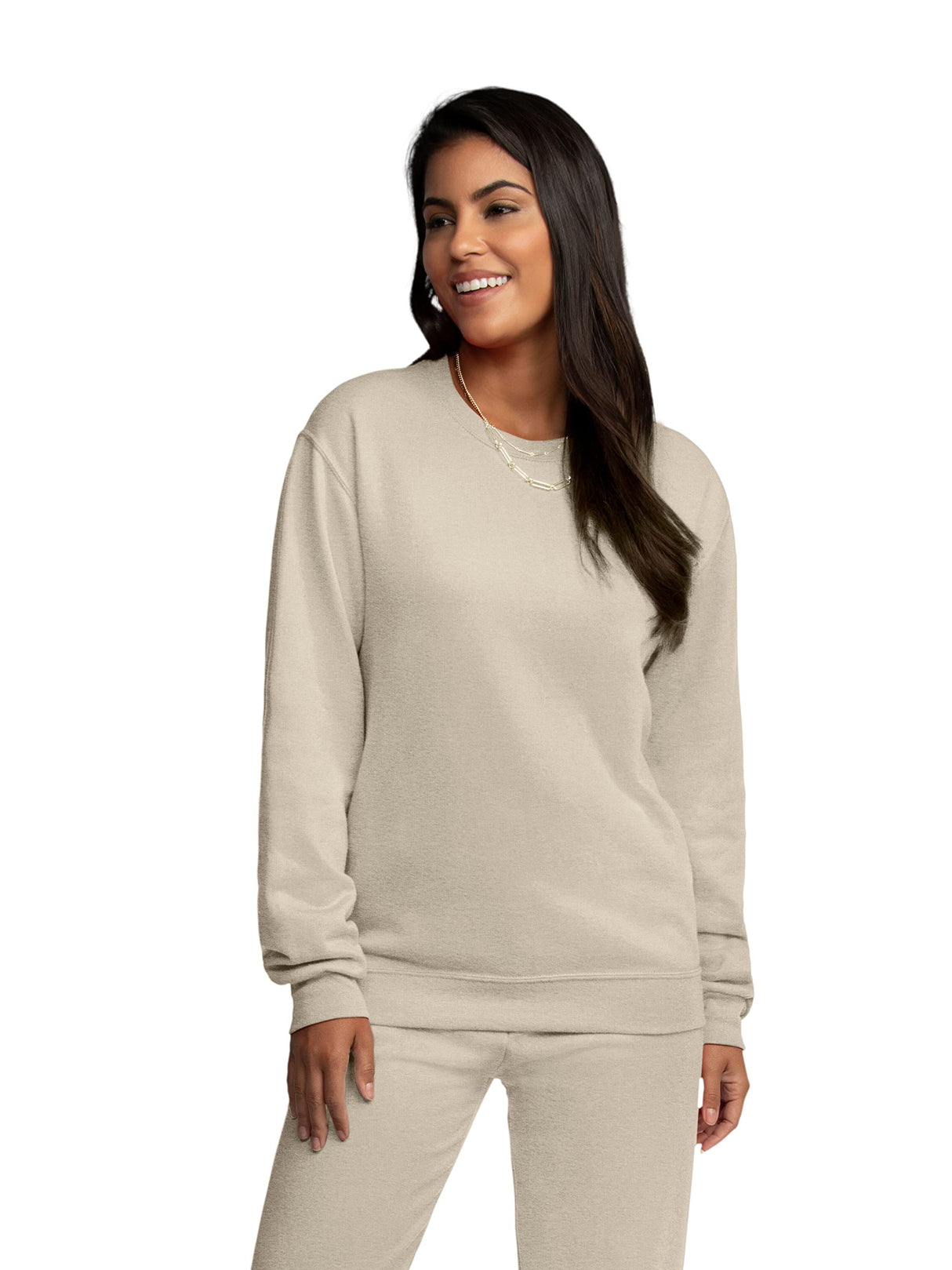 Fruit of the Loom Men's Eversoft Fleece Crewneck Sweatshirts, Moisture Wicking & Breathable, Sizes S-4X, Khaki Heather, Small Fruit of the Loom