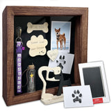 Dog Memorial Shadow Box Gift Pet Memory Display Case Wooden Picture Frame Pet Paw Ink Kit Glass Fur Jar Pets Keepsake Holder for Passed Away Dogs Cats idea Gifts for Pet Lover (Brown Dog Frame) TIOTG