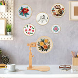 1PCS Embroidery Hoop Stand with 6 PCS 3'' to 8'' Embroidery Hoops Beech Wood Adjustable Rotated Wooden Embroidery Stand, Embroidery Hoop Holder for Cross Stitch and Embroidery Project SENENQU