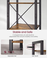 VASAGLE 6-Tier Bookshelf, Bookcase with Steel Frame, Book Shelf for Living Room, Home Office, Study, 11.8 x 15.7 x 73.2 Inches, Industrial Style, Rustic Brown and Ink Black ULLS101B01 VASAGLE