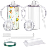 Vermida Sublimation Sippy Cup Blank with Handle, 12oz Stainless steel Sippy Cups, Kids Cups with Straws and Lids Spill Proof Double Wall Vacuum Cups for Children(2 Pack) Vermida