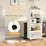 Giantex 5-Tier Kitchen Storage Cabinet, Mobile Microwave Stand with Flip-up PC Doors, Freestanding Kitchen Bakers Rack with 4 Rolling Casters, for Dining Room, Living Room and Study (White) Giantex