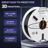 AICOPYTO ABS Filament 1.75mm, 3D Printer Filament Dimensional Accuracy +/- 0.02mm, 1KG Cardboard Spool (2.2 lbs) 3D Printing Filament Fits for Most FDM 3D Printers - ABS Black AICOPYTO