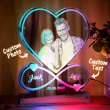 VEELU Personalized Infinity Love Name Mirror LED Light - Custom Heart Light Up Mirror Picture Frame with Photo, Customize LED Night Light Mirror Anniversary Couples Gifts for Women and Men VEELU
