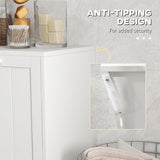 kleankin Tilt-Out 2-Compartment Laundry Hamper, Modern Clothing Storage Basket, Hamper Cabinet for Bathroom, Laundry Room, White kleankin