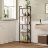 MAHANCRIS Bookshelf, 5-Tier Bookcase, Standing Book Shelf for Small Space, Storage Shelf Organizer, for Living Room, Bedroom, Study, Balcony, Rustic Brown and Black BKHR5501 MAHANCRIS