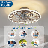 HuixuTe Rustic Caged Ceiling Fan with Lights Remote Control, Retro Industrial Ceiling Fan with Light for Kitchen Bedroom Living Room HuixuTe