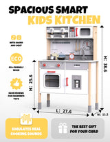 JOYOOSS Kids Play Kitchen Playset, Wooden Play Kitchen Kids Kitchen Playset Toy Toddler Kitchen Playset with Real Lights & Sounds, Play kitchen for toddlers 1-3 and Play Kitchen Sets for Kids Ages 4-8 Joyooss