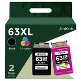 Ankink Remanufactured Ink Cartridge Replacement for HP Ink 63 63XL (Black and Color Combo Pack) Fit for HP63 3830 4650 4652 4655 5200 5252 5255 5258 4520 4512 1112 2132 3630 3632 Printers BK Tricolor Ankink