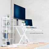 VIVO Desk Converter 32 inch Height Adjustable, MDF Wood Sit to Stand Riser, White, DESK-V000SW VIVO