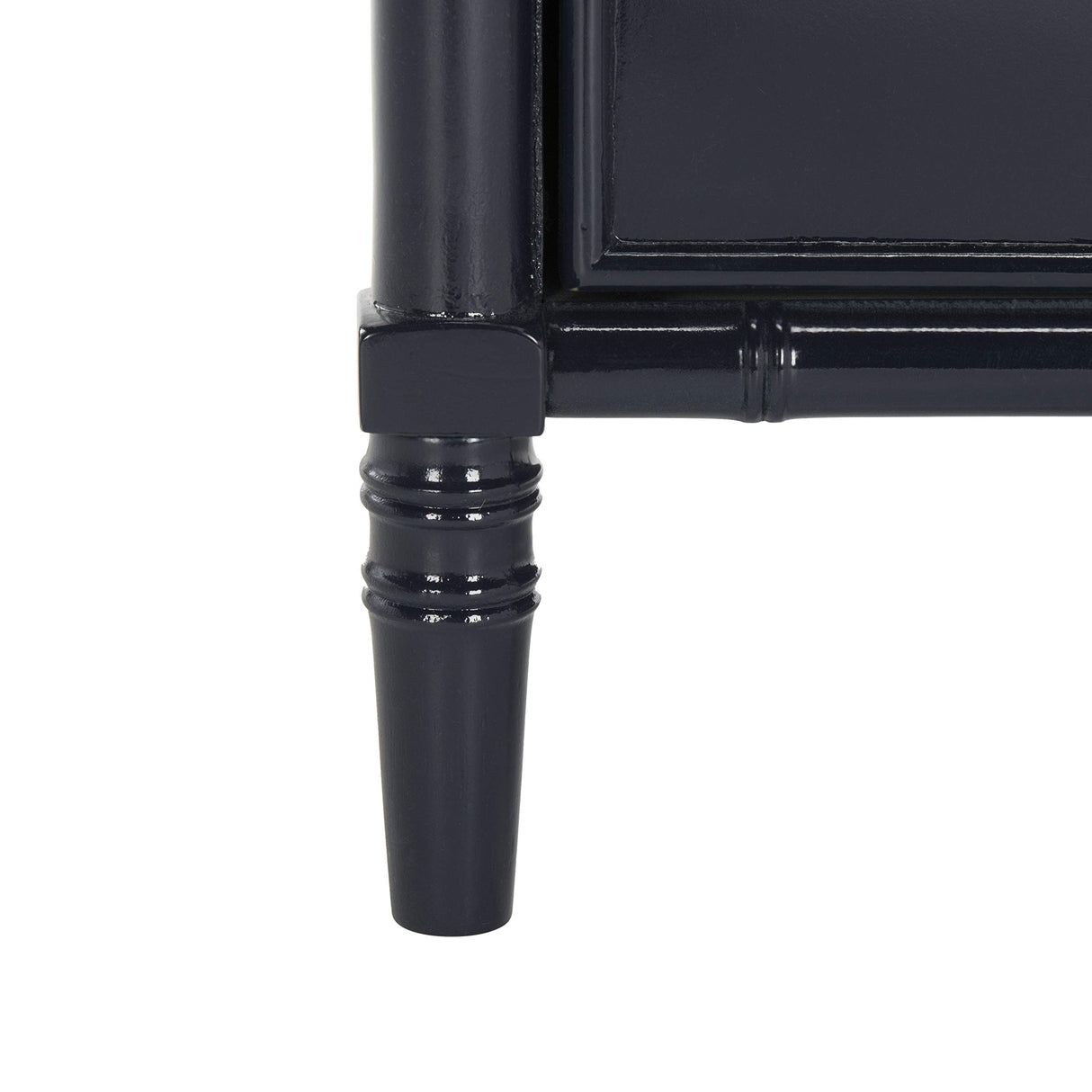 SAFAVIEH Home Collection Mina Modern Coastal 3 Drawer 25" Bamboo Nightstand, Navy/Gold Safavieh