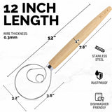 Zulay Kitchen 13-Inch Danish Dough Whisk - Wooden Danish Whisk for Dough with Stainless Steel Dough Hook - Traditional Dutch Whisk - Bread Whisk for Sourdough, Pizza, Pastry, Cake Batter Zulay Kitchen