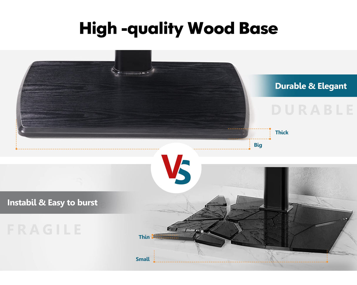 FITUEYES Floor TV Stand for Living Room, Bedroom, Tall Corner TV Stand Mount with Sturdy Wood Base for 32 to 70 Inch TVs, Swivel, Height Adjustable, Holds 40kgs, Black FITUEYES