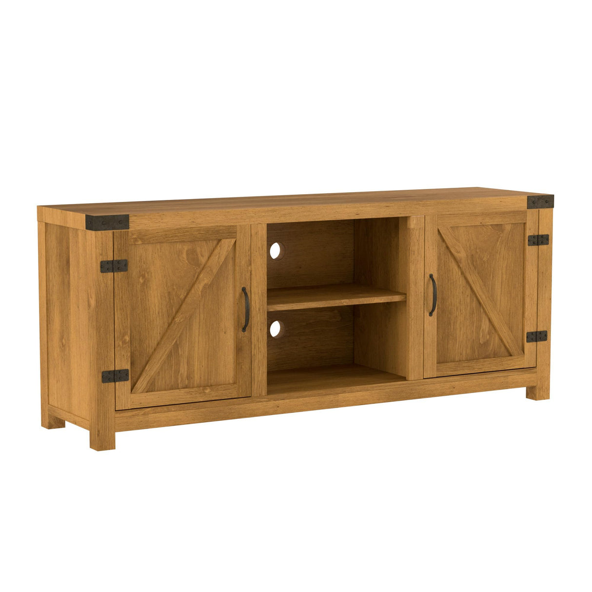 Walker Edison Georgetown Modern Farmhouse Double Barn Door TV Stand for TVs up to 65 Inches, 58 Inch, Barnwood Walker Edison