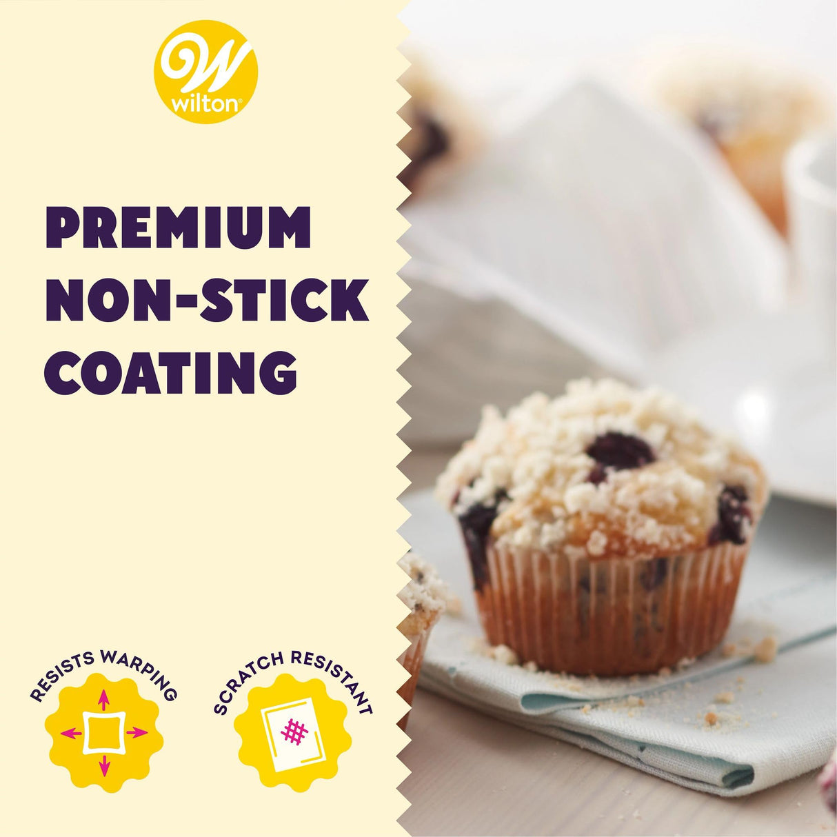 Wilton Perfect Results Premium Non-Stick Cupcake Pan, 12-Cup Muffin Tin, Steel Baking Supplies Wilton