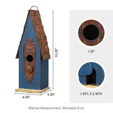 Glitzhome 13.25" H Hanging Birdhouse Retro Blue Distressed Garden Decorative Wooden Bird House for Outdoor Glitzhome