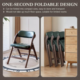 ALeesing Folding Chairs with Padded Seats, Wooden Folding Chairs Set of 2, 31" Stackable Folding Dining Chairs, Folding Extra Chair for Guests Kitchen, Bedroom, Living Room, Party Chairs, Green ALeesing