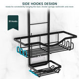 Shower Caddy Hanging Adjustable Shower Caddy, Rustproof Shower Organizer Extended Length Shower Caddy Over Shower Head with Hooks Soap Holder, Large Capacity Anti-Swing Bathroom Organizer, Black REINHARDT