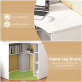 Tangkula White Corner Desk with Storage Shelves, Space-saving Triangle Study Writing Desk with Adjustable Shelves, Corner Makeup Vanity Desk for Bedroom, Corner Desk for Small Space Tangkula