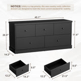 JUMMICO Dresser for Bedroom, Wide Chest of Drawers with 5 Wood Dresser Drawers, TV Stand, Modern Design for Bedroom, Living Room, Hallway, and Entryway (Black) JUMMICO